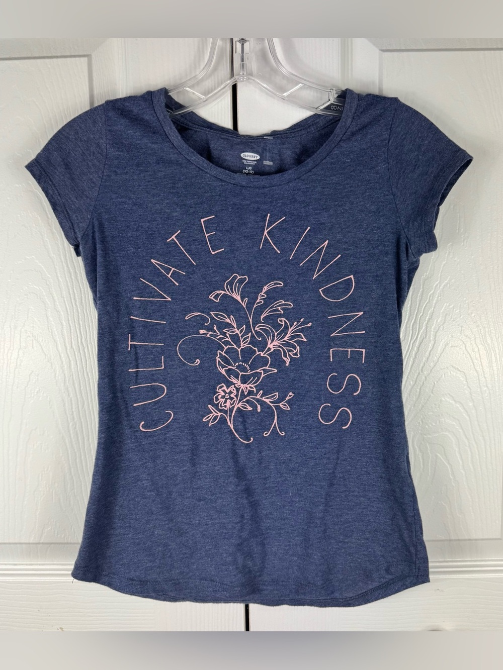 Old Navy Girls T Shirt Pink Floral Cultivate Kindness Graphic Size Large 10/12